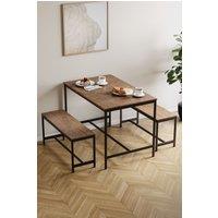 Home Discount Vida Designs Roslyn 4 Seater Dining Table With Bench Set in Brown