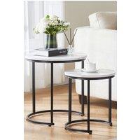 Home Discount Vida Designs Brooklyn Nest of 2 Round Tables Living Room Furniture in Cool White