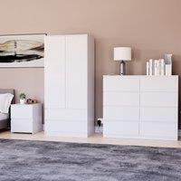 Home Discount Vida Designs Denver Bedroom Set (2 Dr Bedside, 8 Dr Chest, Wardrobe) in White