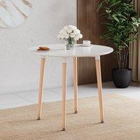 Home Discount Vida Designs Batley 4 Seater Round Dining Table MDF Solid Beech Wood Dining Kitchen Furniture in White
