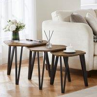 Home Discount Vida Designs Brooklyn Nest of 3 Tables Living Room Coffee Side Table in Dark Brown