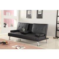 Comfy Living Ltd Faux Leather Italian Style Luxury Sofa Bed with Drink Cup Holder in Brown