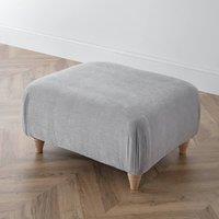 The Great Sofa Company Ezra Textured Velvet Footstool - Classic Stool in Light Grey