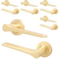 AFIT Brass Door Handle Satin Brass Internal Lever On Rose Door Handl 5 Pack in Gold | Size: 150mm x 150mm