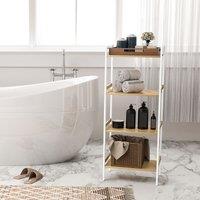 HOMCOM 4-Tier Bamboo Bathroom Storage Shelf with Adjustable Rack in Natural