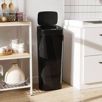 HOMCOM 50L Sensor Bin, Stainless Steel Slim Kitchen Bin, Fingerprint-Proof in Black