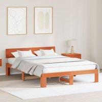 Berkfield Home Bed Frame with Headboard Wax Brown 160x200 cm Solid Pine Wood