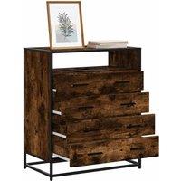 Berkfield Home Drawer Cabinet Smoked Oak 70x41x83.5 cm Engineered Wood in Brown