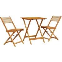Berkfield Home 3 Piece Bistro Set Beige Polypropylene & Solid Wood