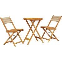 Berkfield Home 3 Piece Bistro Set Beige Polypropylene & Solid Wood