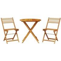 Berkfield Home 3 Piece Bistro Set Beige Polypropylene & Solid Wood