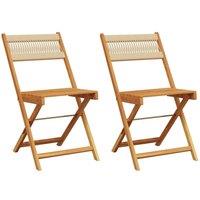 Berkfield Home Bistro Chairs 2 pcs Beige Solid Wood Acacia & Rope
