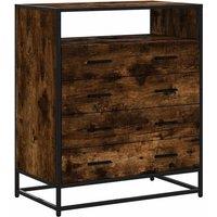 Berkfield Home Drawer Cabinet Smoked Oak 70x41x83.5 cm Engineered Wood in Brown