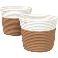Berkfield Home Storage Baskets 2 pcs Brown & White 24x18 cm Cotton | Size: 24x18 cm