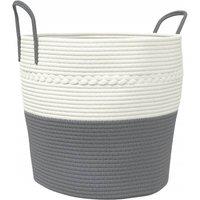 Berkfield Home Storage Basket Grey & White 43x38 cm Cotton | Size: 43x38 cm