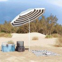Berkfield Home White Beach Parasol with Metal Pole Blue & White 161x193 cm Polyester