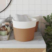 Berkfield Home Storage Baskets 2 pcs Brown & White 24x18 cm Cotton | Size: 24x18 cm