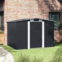 Berkfield Home Garden Storage Shed Anthracite Steel 257x205x178 cm in Charcoal | Size: 257 x 205 x 178 cm