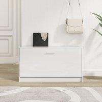 Berkfield Home Shoe Bench High Gloss White 80x24x45 cm Engineered Wood | Size: 80 x 24 x 45 cm