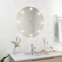 Berkfield Home Wall Mirror with LED Lights Round Glass in Silver