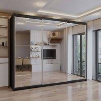 Sliding Wardrobes 4U Modern Triple Door Sliding Wardrobe W250cm x H217 x D62cm in Black
