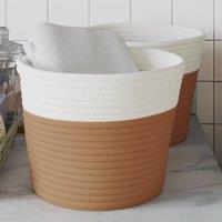 Berkfield Home Storage Baskets 2 pcs Brown & White 24x18 cm Cotton | Size: 24x18 cm