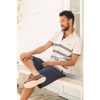 Weird Fish Men's Bradbury Pique Stripe Polo Shirt in Ecru | Size: 2XL