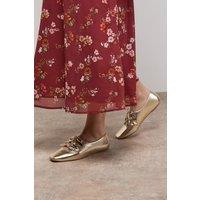 Oasis Women's Darielle Faux Leather Multi Bow Ballet Pumps in Champagne | Size: 3