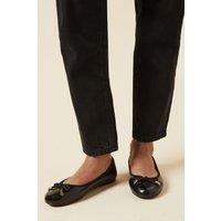 Dorothy Perkins Women's Wide Fit Peaches Bow Detail Ballet Pumps in Black | Size: 4