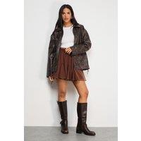 Warehouse Women's Chiffon Godet Flippy Mini Skirt in Chocolate | Size: 8