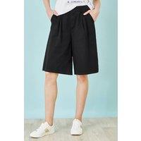 Yumi Women's Cotton Bermuda Shorts in Black | Size: 10