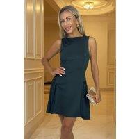 AX Paris Women's Forest Round Neck Pleated Hip Mini Dress in Green | Size: 12