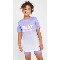 Beat Girlz Club Girl's Fade Print Logo T-Shirt in Lilac | Size: 13-14 Years