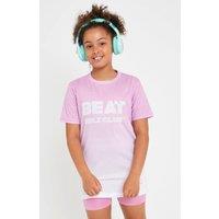 Beat Girlz Club Girl's Blur Print Logo T-Shirt in Baby Pink | Size: 9-10 Years