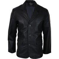 TruClothing Men's Real Leather Smart Casual Blazer in Black | Size: XS