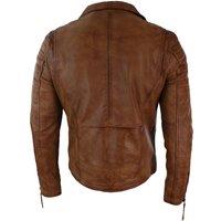 TruClothing Men's Slim Cross Zip Brando Real Leather Jacket in Tan | Size: 2XL
