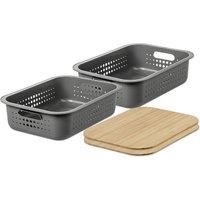 SmartStore d Basket 10' with bamboo lids x2 in Grey