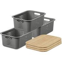 SmartStore d Basket 15' with bamboo lids x3 in Grey