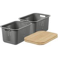 SmartStore d Basket 20' with bamboo lids x2 in Grey