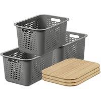 SmartStore d Basket 20' with bamboo lids x3 in Grey