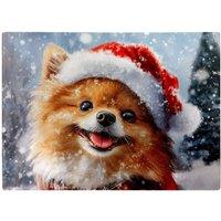 Warren Reed - Designer Christmas Pomeranian Glass Chopping Board
