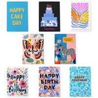 Wee Blue Coo Birthday Multipack Of 8 Cards Modern Stylish Celebration Colourful | Size: 8 pack