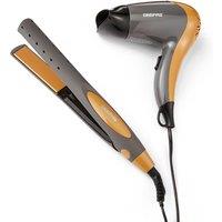 Geepas 2-in-1 Travel Hair Dryer & Hair Straightener Combo Set 2 Speed & 2 Heat in Yellow