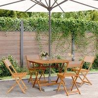 Berkfield Home 5 Piece Garden Dining Set Taupe Fabric & Solid Wood
