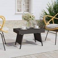 Berkfield Home Foldable Side Table Black 60x40x38 cm Poly Rattan | Size: 60 x 40 x 38 cm