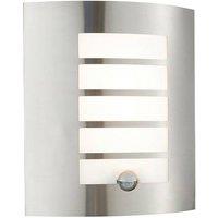 Netlighting Bianco Integrated LED PIR 1 Light Outdoor Wall Light Brushed Stainless Steel Opal Polypropylene IP44 in Grey
