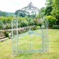 Ascalon Design Ltd Vintage Arch with Gates - L185 x W38 x H249 cm - Antique Green