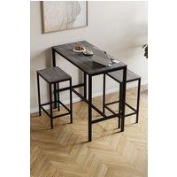 Home Discount Vida Designs Roslyn 2 Seater Bar Table Stools Kitchen Dining Furniture in Dark Grey