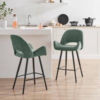 FurnitureboxUK 2x Layla Green Fabric Bar Chairs