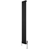 Monstershop Oval Single Column Radiator & Valves - 1800mm x 240mm - Black